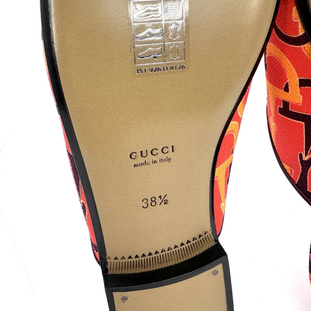 NIB Gucci Princetown Mules EU 38.5 US 8.5 Horsebit Print Orange Multi $990 - Picture 11 of 13